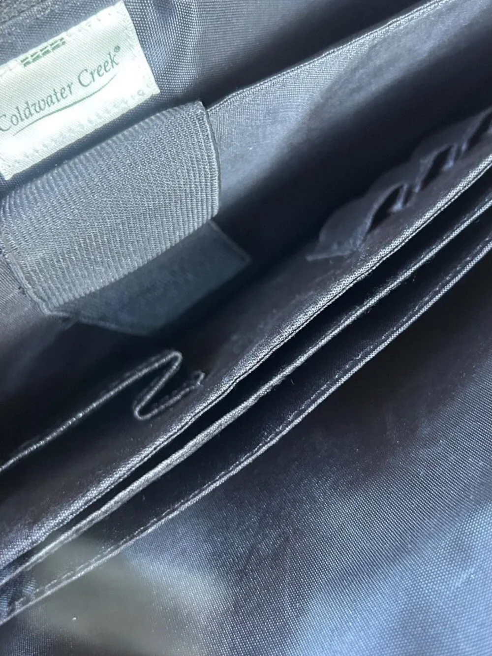 Coldwater Creek Black Hampton Woven Faux Leather Computer Laptop Commuter Bag